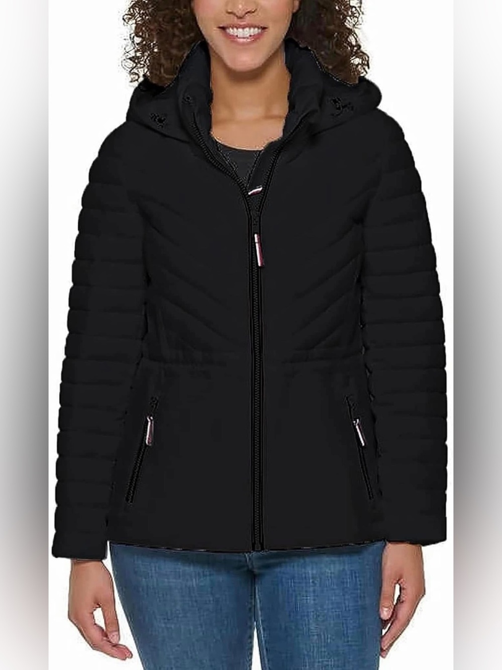 Tommy Hilfiger Black Hooded Quilted Puffer Jacket